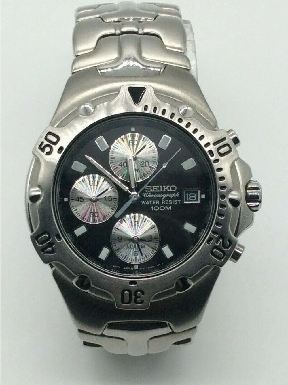 Vintage 90’s Seiko 7T62-0CR0 [A0] Chronograph Men’s Wrist Watch Stainless Steel